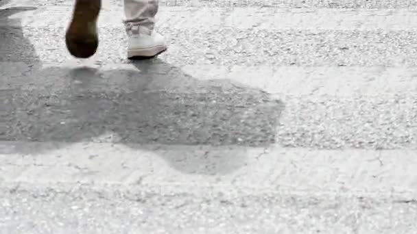 Piétons Traversant Rue Jour Printemps Dans Ville Athènes — Video