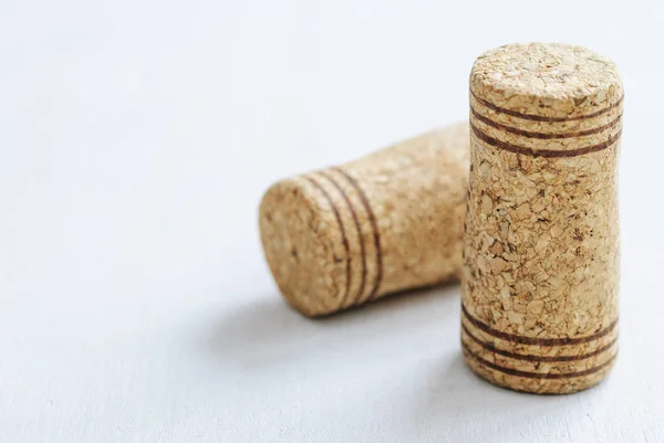 Close Several Used Red Wine Bottle Corks Sitting White Surface — Stock Photo, Image
