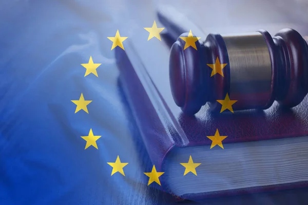 Judgement Gavel Code European Union Laws Flag Full Frame Legal — Stock Photo, Image