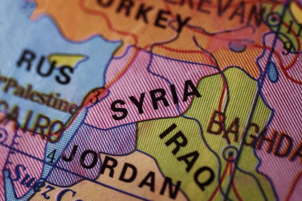 Close up focus to the country of Syria