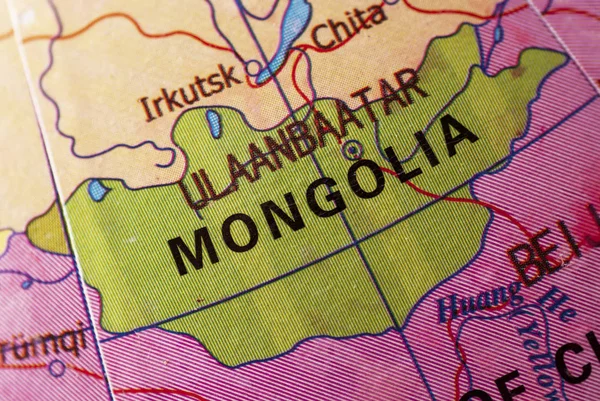 Moğolistan ülkesine dünya küresine odaklanın — Stok fotoğraf