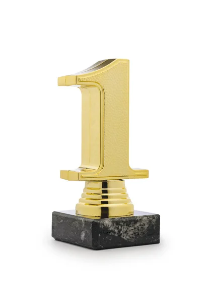 Winner or Champion 1st place gold trophy on white — Stock Photo, Image