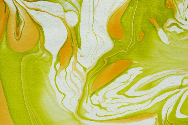 Abstract Marbleized Effect Blended Tones Swirling Green Gold Full Frame — Stock Photo, Image