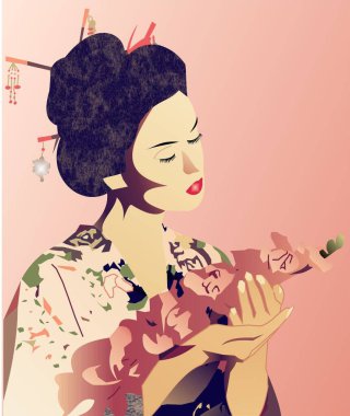 Geyşa, Japon kiraz ağacı olan Japon kız.