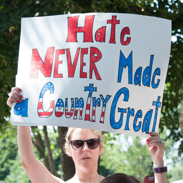 WASHINGTON JUNE 30:  Participants in the Families Belong Together rally, a protest against President Trumps separation of immigrant children from their parents, on June 30, 2018 in Washington DC