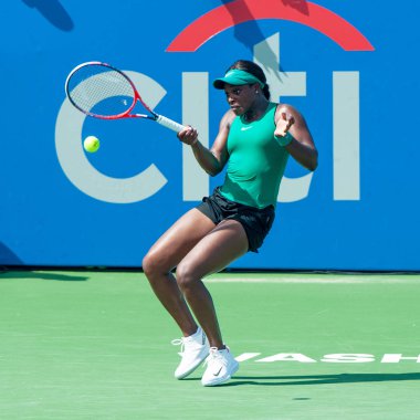 Washington 1 Ağustos: Sloane Stephens (ABD) Andrea Petkoviç (Ger) Citi açık tenis turnuvası 1 Ağustos 2018 Wahsington DC düşüyor