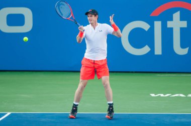 Andy Murray (Gbr) 1 Ağustos 2018 yılında Washington Dc üzerinde adam Brit Kyle Edmund Citi açık tenis turnuvasında yendi