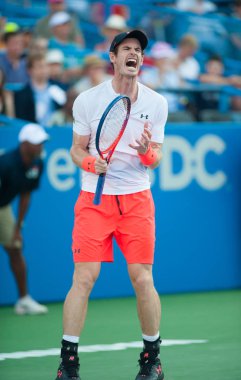 Andy Murray (Gbr) 1 Ağustos 2018 yılında Washington Dc üzerinde adam Brit Kyle Edmund Citi açık tenis turnuvasında yendi