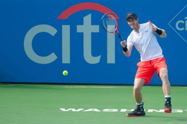 Andy Murray (Gbr) 1 Ağustos 2018 yılında Washington Dc üzerinde adam Brit Kyle Edmund Citi açık tenis turnuvasında yendi