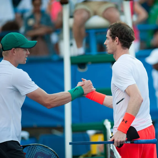 Andy Murray Gbr Und Brit Kyle Edmund Schütteln Sich Die — Stockfoto