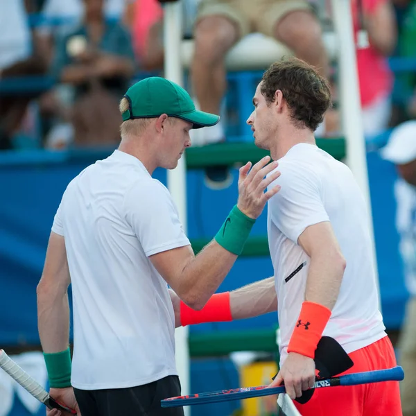 Andy Murray Gbr Kyle Edmund Gbr Stringono Mano Dopo Vittoria — Foto Stock