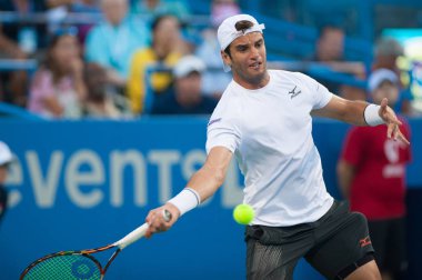 Malek Jaziri (Tun) 1 Ağustos 2018 yılında Washington Dc Citi açık tenis turnuvası Alexander Zverev (Ger) düşüyor