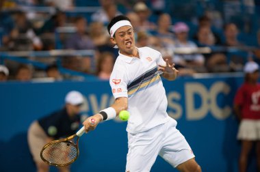 Kei Nishikori (Jpn) Donald Young (ABD) 1 Ağustos 2018 yılında Washington Dc üzerinde Citi açık tenis turnuvasında yendi