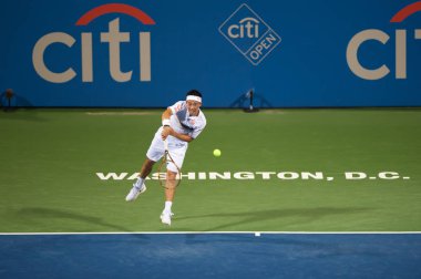 Kei Nishikori (Jpn) Donald Young (ABD) 1 Ağustos 2018 yılında Washington Dc üzerinde Citi açık tenis turnuvasında yendi
