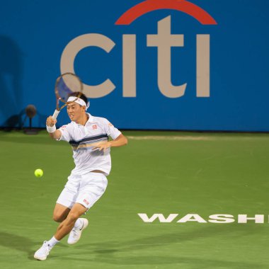 Kei Nishikori (Jpn) Donald Young (ABD) 1 Ağustos 2018 yılında Washington Dc üzerinde Citi açık tenis turnuvasında yendi