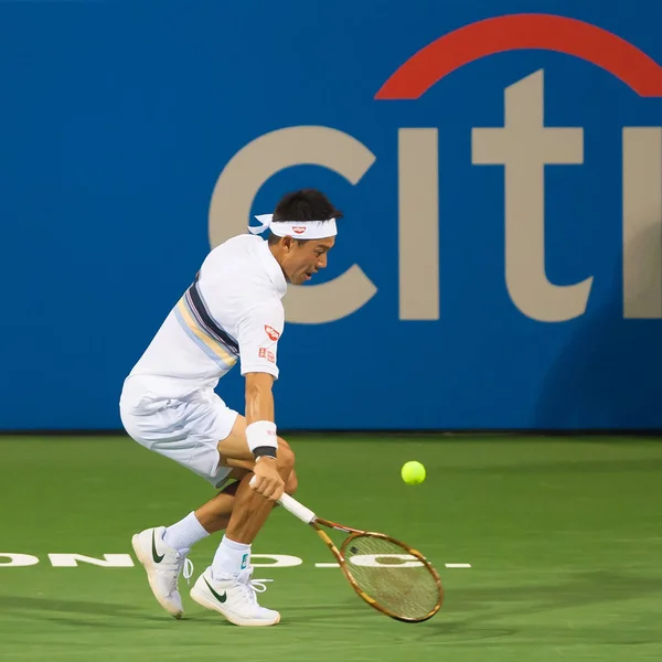 Kei Nishikori Jpn Besegrar Donald Young Usa Citi Open Tennisturneringen — Stockfoto