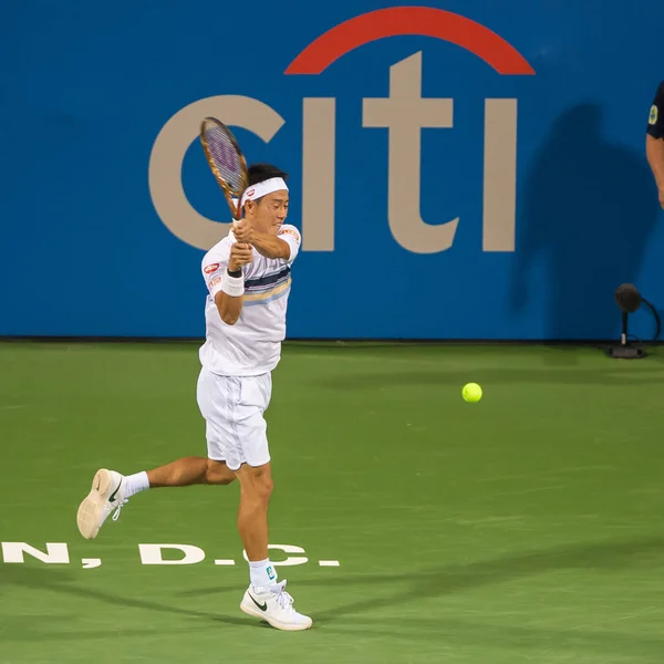 Kei Nishikori Jpn Bat Donald Young Usa Tournoi Tennis Citi — Photo