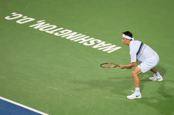 Nishikori 在2018年8月1日在华盛顿举行的花旗公开赛网球锦标赛上击败唐纳德 — 图库照片
