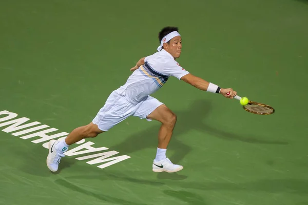 Kei Nishikori Jpn Verslaat Donald Young Usa Het Atp Toernooi — Stockfoto