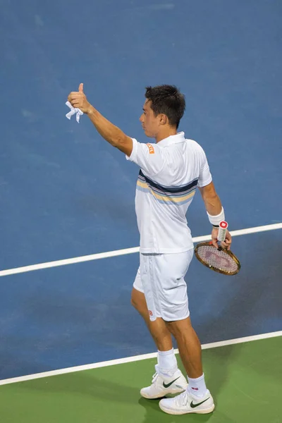 Nishikori 波在击败唐纳德青年 在花旗公开赛网球锦标赛上2018年8月1日在华盛顿特区 — 图库照片