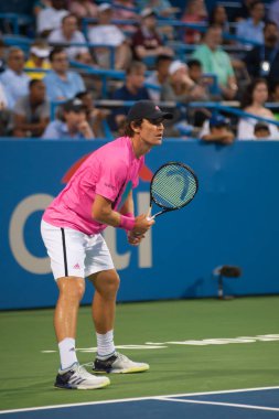 Mischa Zverev (Ger) kardeşi Alexander Zverev (Ger) Citi açık tenis turnuvasında 2 Ağustos 2018 yılında Washington Dc düşüyor