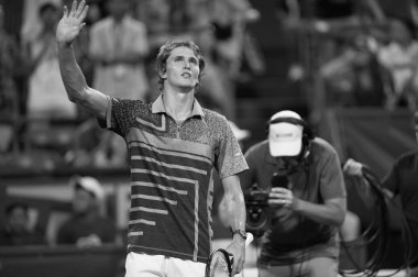 Alexander Zverev (Ger) onun kazanmak Kei Nishikori (Jpn) Citi açık tenis turnuvası 3 Ağustos 2018 yılında Washington Dc üzerinde kutluyor