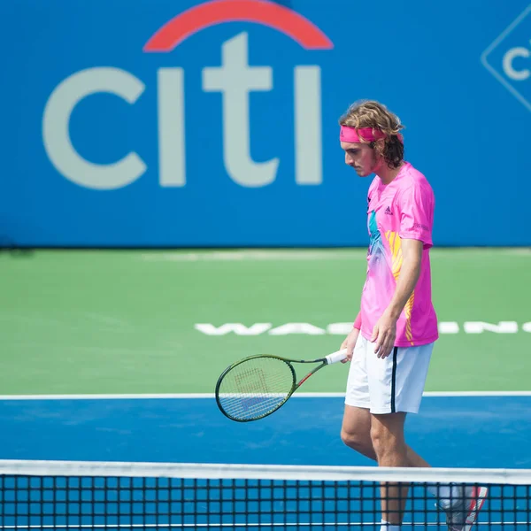 Stefanos Tsitsipas Gre Derrota David Goffin Bel Torneio Tênis Citi — Fotografia de Stock