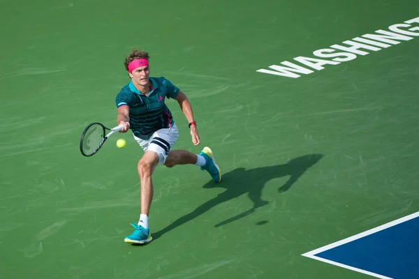 알렉산더 Zverev Ger 2018 워싱턴 Dc에서에 테니스 대회에서 Nishikori Jpn — 스톡 사진