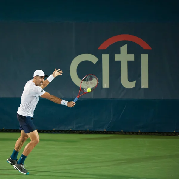 Steve Johnson Ηπα Πηγαίνει Ενάντια Alex Minaur Aus Μέχρι Τον — Φωτογραφία Αρχείου