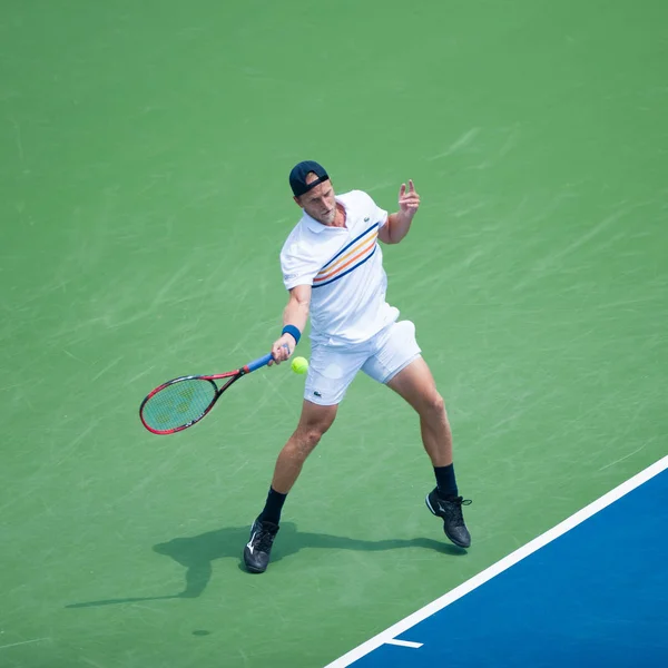 Denis Kudla Ηπα Πέφτει Αντρέι Ρουμπλιόβ Rus Στο Τουρνουά Τένις — Φωτογραφία Αρχείου