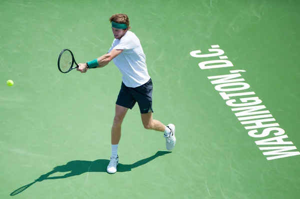 Andrej Rublev Rus Poráží Denis Kudla Usa Citi Open Tenisový — Stock fotografie