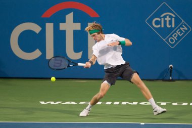 Andrey Rublev (Rus) Alex de Minaur (Aus) için yarı finalde Citi açık tenis turnuvası 4 Ağustos 2018 yılında Washington Dc düşüyor