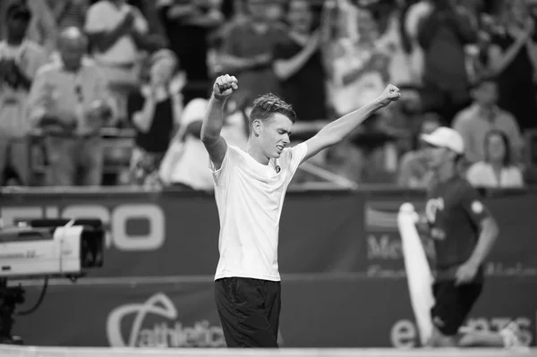 Alex Minaur Aus Comemora Depois Derrotar Andrey Rublev Rus Nas — Fotografia de Stock