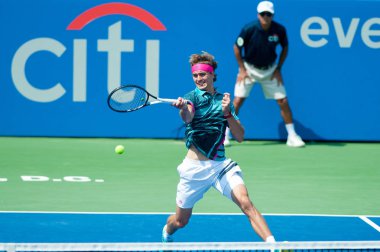 Washington 5 Ağustos: Alexander Sascha Zverev (Ger) Alex de Minaur (5 Ağustos 2018 yılında Washington Dc Citi açık tenis turnuvasında şampiyonluk almaya Aus) yendi.