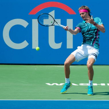 Washington 5 Ağustos: Alexander Sascha Zverev (Ger) Alex de Minaur (5 Ağustos 2018 yılında Washington Dc Citi açık tenis turnuvasında şampiyonluk almaya Aus) yendi.