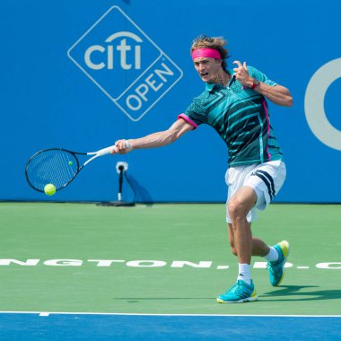 Washington 5 Ağustos: Alexander Sascha Zverev (Ger) Alex de Minaur (5 Ağustos 2018 yılında Washington Dc Citi açık tenis turnuvasında şampiyonluk almaya Aus) yendi.