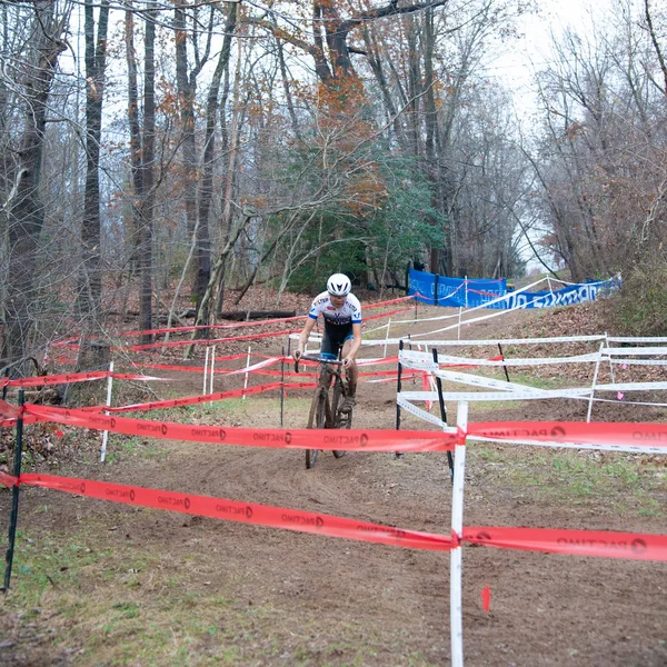 Cyclist Competes Capital Cross Classic Cyclocross Event December 2018 Reston — Stock Photo, Image