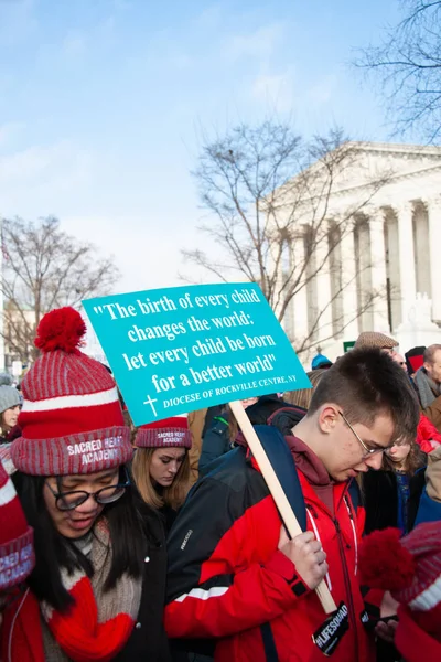 Pro Life Aanhangers Deelnemen Aan Mars Voor Het Leven Washington — Stockfoto