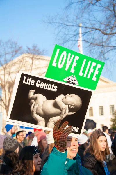 Pro Life Aanhangers Deelnemen Aan Mars Voor Het Leven Washington — Stockfoto