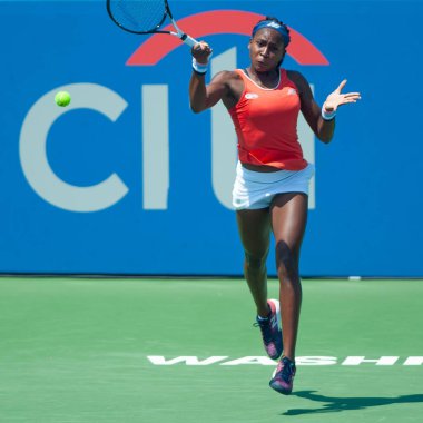 Coco Gauff (ABD) Temmuz 'da Citi açık tenis turnuvası Eleme Turu 27, 2019 Washington DC içinde