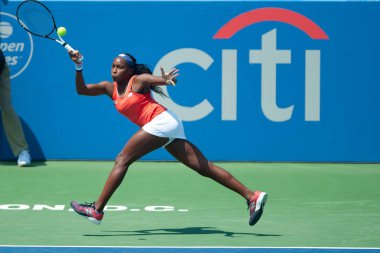 Coco Gauff (ABD) Temmuz 'da Citi açık tenis turnuvası Eleme Turu 27, 2019 Washington DC içinde