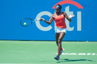 Coco Gauff (ABD) Temmuz 'da Citi açık tenis turnuvası Eleme Turu 27, 2019 Washington DC içinde