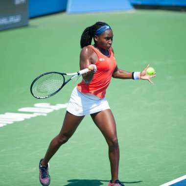 Coco Gauff (ABD) Temmuz 'da Citi açık tenis turnuvası Eleme Turu 27, 2019 Washington DC içinde