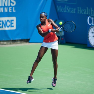Coco Gauff (ABD) Temmuz 'da Citi açık tenis turnuvası Eleme Turu 27, 2019 Washington DC içinde