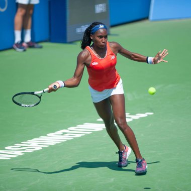 Coco Gauff (ABD) Temmuz 'da Citi açık tenis turnuvası Eleme Turu 27, 2019 Washington DC içinde