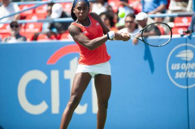 Coco Gauff (ABD) Temmuz 'da Citi açık tenis turnuvası Eleme Turu 27, 2019 Washington DC içinde