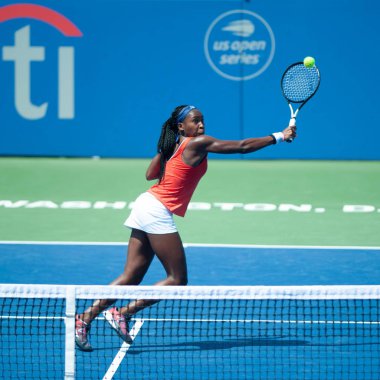 Coco Gauff (ABD) Temmuz 'da Citi açık tenis turnuvası Eleme Turu 27, 2019 Washington DC içinde