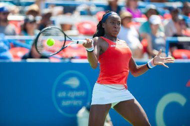 Coco Gauff (ABD) Temmuz 'da Citi açık tenis turnuvası Eleme Turu 27, 2019 Washington DC içinde