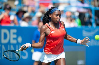 Coco Gauff (ABD) Temmuz 'da Citi açık tenis turnuvası Eleme Turu 27, 2019 Washington DC içinde
