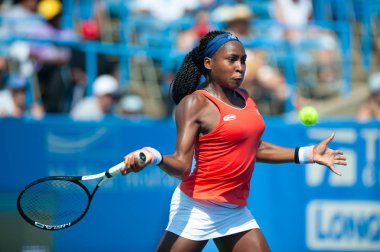 Coco Gauff (ABD) Temmuz 'da Citi açık tenis turnuvası Eleme Turu 27, 2019 Washington DC içinde